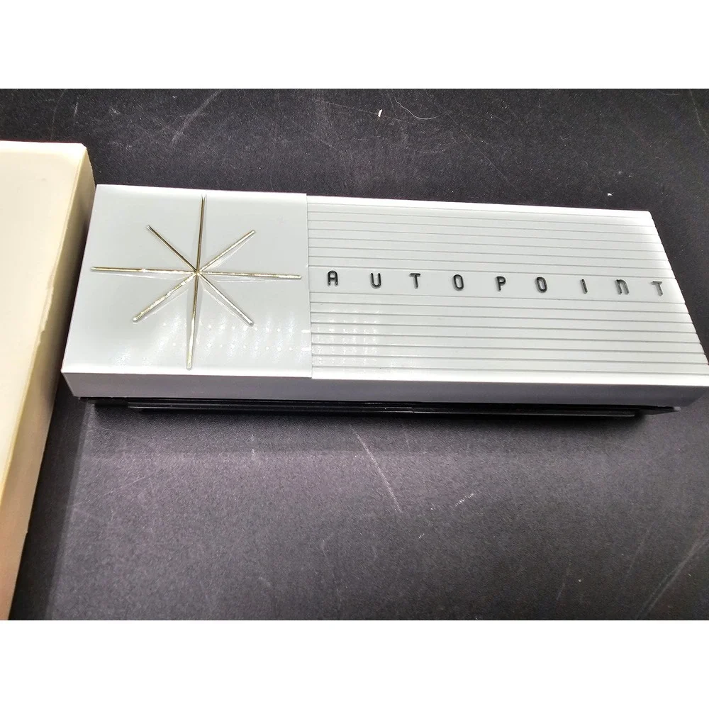 Vintage Autopoint Pen and Mechanical Pencil Set Chrome with Starburst Case